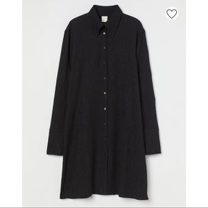 H&M / Crinkle Shirtdress and Pant Set/ Black / top L bottom M / NWT